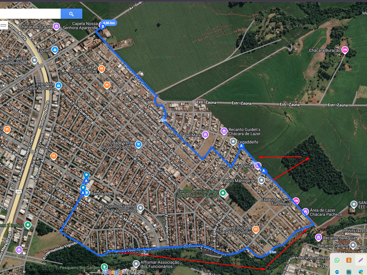 Mapa aproximado da caminhada ecológica
